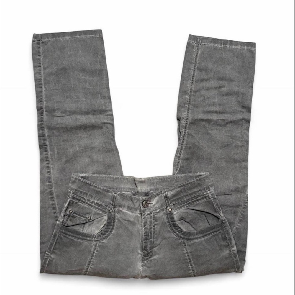 Grey Low-rise Straight Leg Pants